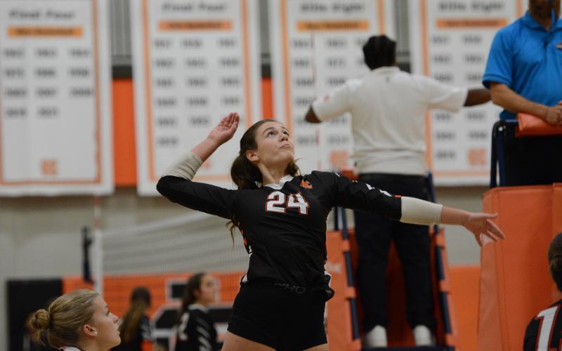 Volleyball’s sophomore outside hitter Coley Phillips earns Athlete of the Week. (Photo by Benjamin London)