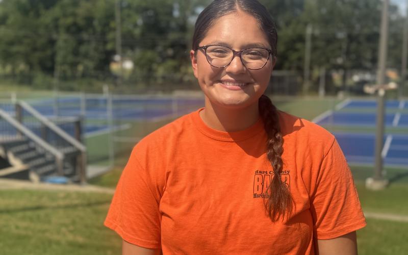 Auxiliary member Edith Rico Ortiz was named member of the week for this week’s High Notes series. Band leaders selected Rico Ortiz for her dedication and efficiency in learning new routines. (Photo by Adriana Cascio)