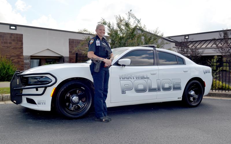 After 20 years of service in the United States Army, Sgt. 1st Class Christy Worthy put on a new uniform as a Hartwell Police Department officer and school resource officer at Hart County Middle School. Worthy now spends her days protecting the students of HCMS, a job she said she loves doing. (Photo by Adriana Cascio)