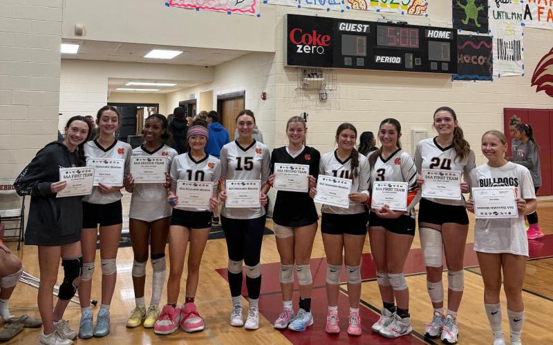 10 Volley Dogs made the All-Region team. Josee Fleming, Coley Phillips and Lana Strickland all made the first team, Trinity Freeman and Erin Miller made the second team and Ashton King, Ashlyn Wicker, Zoe Chitwood, Addison Coles and Alaynah Kennedy were all honorable mentions. (Photo submitted by Hart County Volleyball)