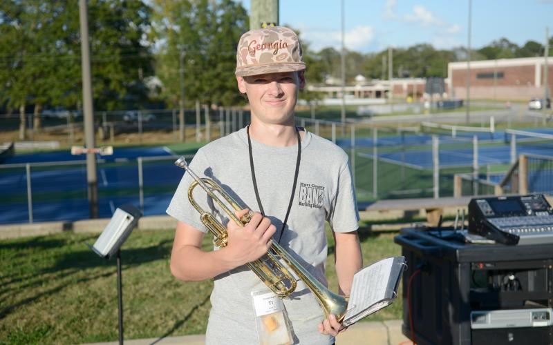 Trumpet player Clayton Segers, who also serves as the trumpet section leader, has been named the officer of the week for his role in helping hold the trumpet section accountable. (Photo by Benjamin London)