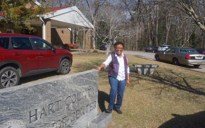 Joann Thornton is finding joy as she continues loving life after the loss of her husband, Harry, a little over one year ago. Some of her joy is found fellowshipping with her fellow members at the Hart County Senior Center, where she used to serve as a driver. She now enjoys playing card games and the variety of activities at the center.  Photo by Madison Linton.