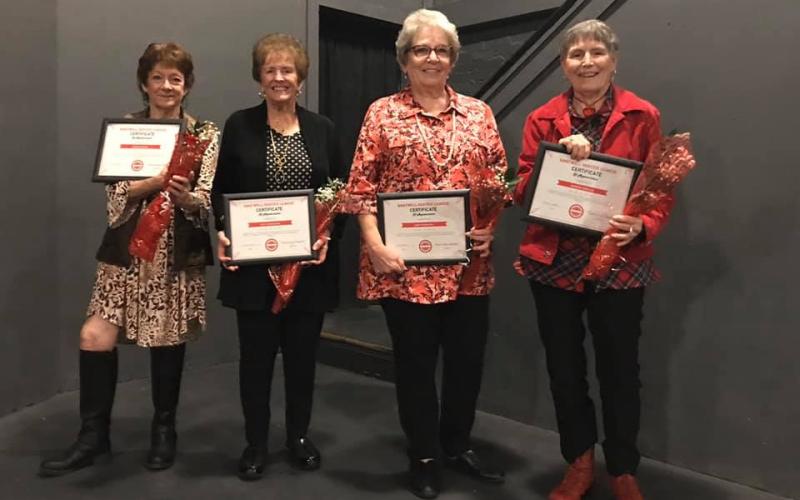 Cleveland (second from left) was honored by the Hart County Community Theatre in 2020 for being one of the theatre's founders. Photo courtesy of Debbie Kulczar, Hart County Community Theatre and Hartwell Service League.
