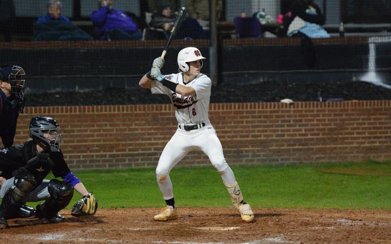 Junior shortstop Crew Franklin went 3-4 with two runs and a run batted in during the 10-0 run ruled win over the Indians of Lumpkin County Feb. 27. Photo by Benjamin London.