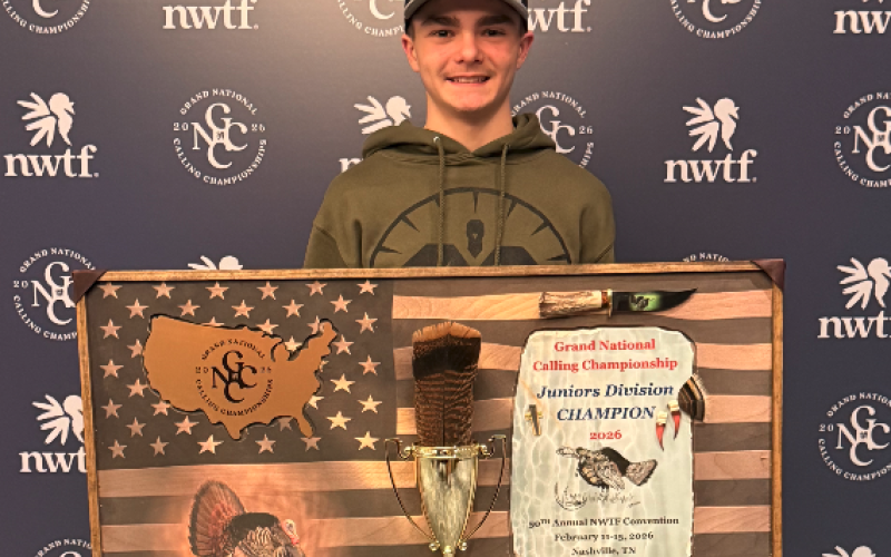 14-year-old Hart County native Hudson McGarity captured the Grand National Calling Championship in the Junior Division Feb. 11-15 in Nashville, Tn. Photo submitted by Jason McGarity.