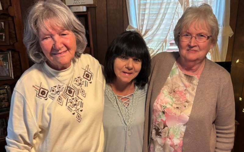 Friends (left to right) Sherry "Mo" Scoggins, Angela Smith and Kathy "Jenks" Haralson during a visit in Dewy Rose in March 2025. Photo courtesy of Kathy Haralson.