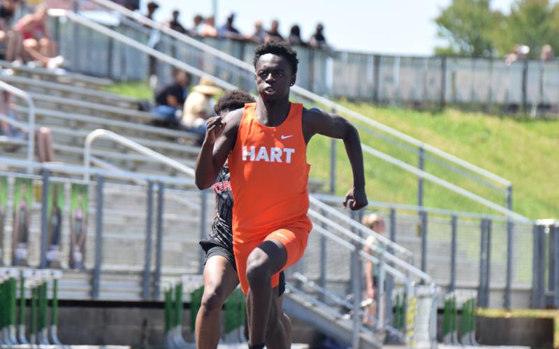Junior Jaylen Thomas placed 14th in the 100-meter dash, eighth in the 200-meter dash and 13th in the 400-meter dash at Franklin County April 11. (Photo by Shane Scoggins)