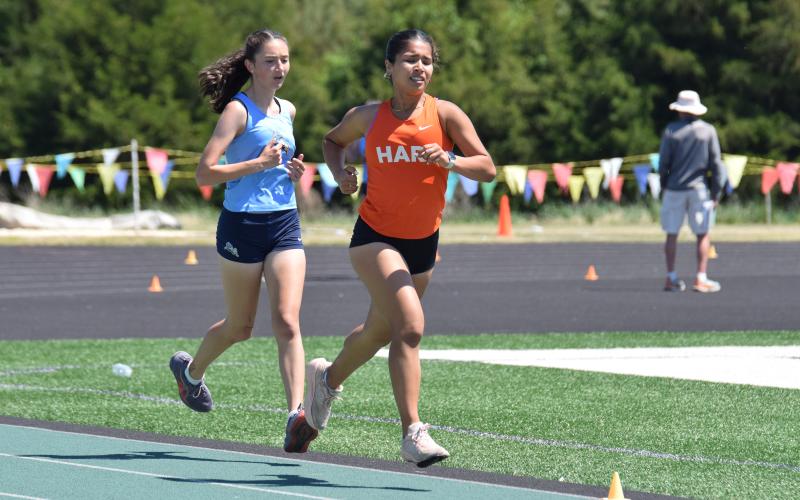 Senior Mareli Fajardo Bacilio placed 14th in the 800-meter run and ninth in the 1600-meter run at Franklin County April 11. (Photo by Shane Scoggins)