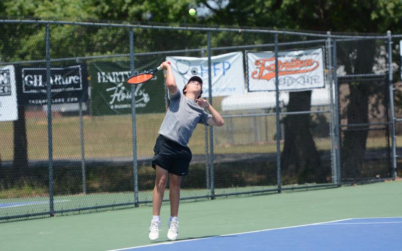 Senior boys tennis player Riley Gaines earns Athlete of the Week. Photo by Benjamin London.