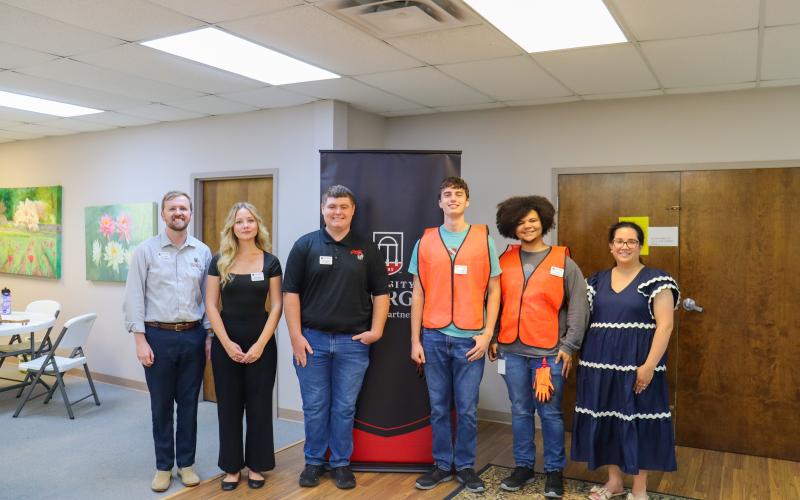 Pictured during the reception are (L-R) Jeffrey Burke, Look Ahead Georgia program coordinator; Aeva Looney, an intern with the Hartwell Downtown Development Authority; Bryce Adams, an intern with Hart EMC; Ethan Yntema, an intern with Nestle Purina; Tahj Courage, an intern with Nestle Purina and Rosanna Cruz-Bibb, Hart County Archway Professional. Photo submitted by Rosanna Cruz-Bibb.