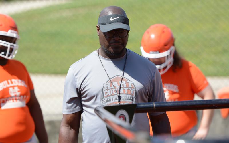 Pictured is outside linebackers coach David Longworth. Photo by Benjamin London.
