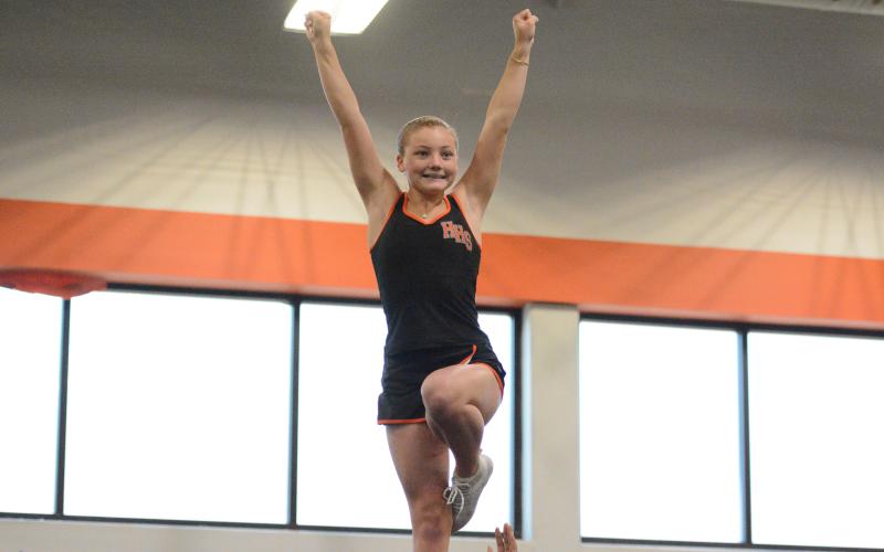 Sophomore cheerleader Gracen McAdams earns Athlete of the Week.  Photo by Benjamin London.