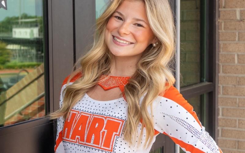 Hart County High School’s senior cheerleaders Ashlyn Adams was named to the Georgia Coaches Cheerleading Association’s Top 30 for Cheerleader of the Year for Classes A-AAAA July 6. Photo submitted by Hart County High School Cheer.