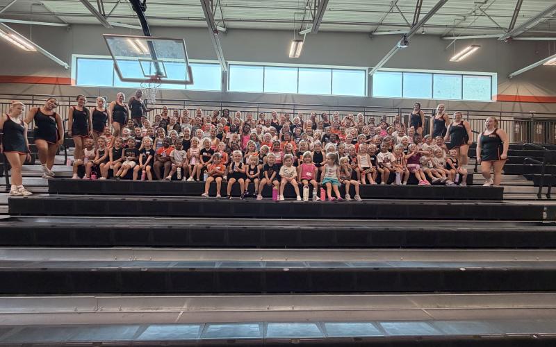 Over 100 campers were in attendance for the annual Future Bulldogs Camp that was put on by the Hart County High School cheer squad Aug.15.  Photo submitted by Hart County High School Cheer.