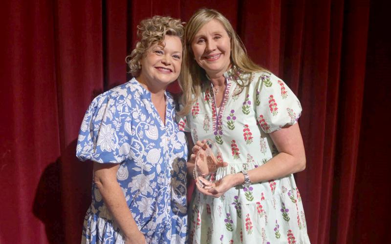 Lisa Fanczi stands alongside Superintendent Jennifer Carter, left, after Fanczi was announced as the 2026-2027 Hart County Charter System Teacher of the Year at the district's annual Convocation. Photo submitted by Grayson Williams.