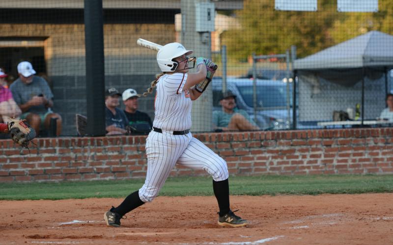 After being up majority of the game, the Lady Dogs trailed heading into the bottom of the seventh, 8-7. But Hart rallied back to walk it off 9-8 and defeat the state runner-ups from a year ago in Morgan County Sept. 1.  Photo by Benjamin London.
