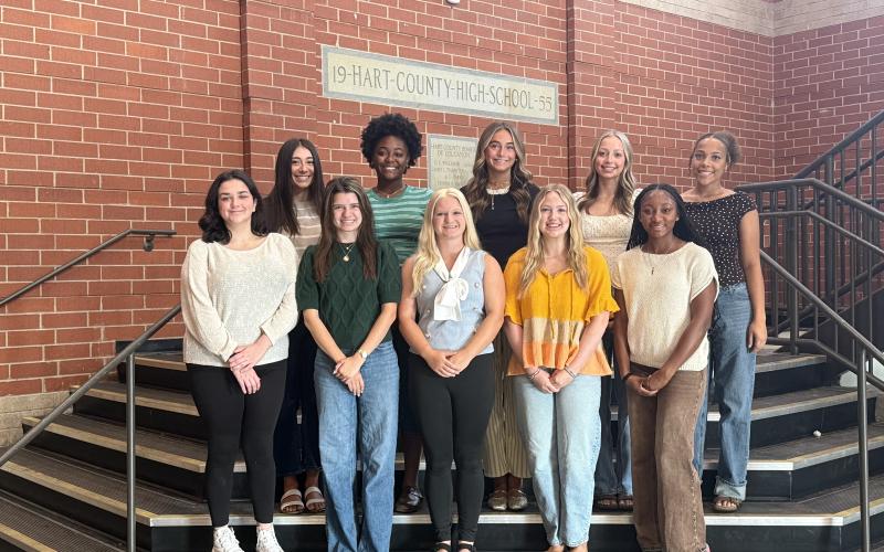 The 2026 Bulldog Court includes (below, front row, L-R) Americus Fowler, Catherine Jackson, Samantha Wilson, Olivia Bledsoe and Jaycee Wiley; and (back row, L-R) Josee Fleming, Aidyn Craft, Peyton Kaiser, Kaitlyn Bryant and Willow Johnson. Not pictured on the Bulldog Court is Ka'Lis Blackwell.  Photo submitted by Megan Milford.