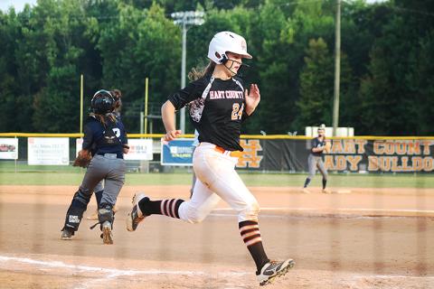 Sunshot by Grayson Williams — Anslee Mitchell scores a run against East Jackson last week at Hart County High School. 
