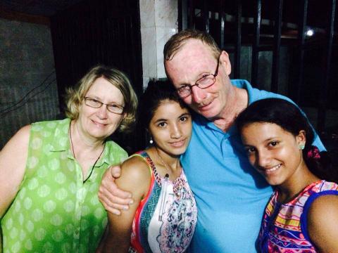 Photo submitted Vonnie Brown, left, and her husband Tony Brown, second from right, are pictured with two unidentified girls during a trip with Lavonia Church of God. 