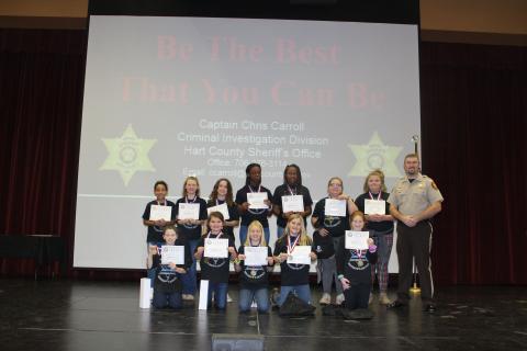 Winners of the Anti-Drug and Alcohol poster winners are front row from left to right, Kadyn Cromer, Cara Cook, Chloe Hendrix , Peyton McCollum and Ashley Brown. Back Row from left to right are Deanna Howell, Kalee Bond, Leah Fleeman, Ka’lis Blackwell, Mckenzie Teasley, Mickinzie Clark and Jacee Adams.
