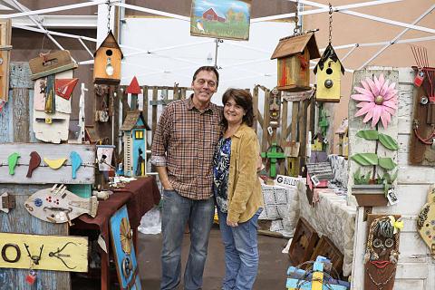 Jim and Sonja Corder of Birdhouse and More show off some of their wares at the 2018 Holiday Bazaar at Cornerstone Baptist Church in Hartwell. 