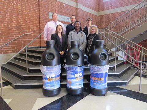 Pictured are, front row left to right, Melissa Green, CFO of Hart Telephone Company, Rendarris Gaines, president of Tri-M and Shelley Coles of Milliken. On the back row, left to right, are Kevin Gaines, principal of Hart County High School, Justin Lee and Ben Tellano.