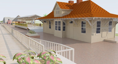 A 3D rendering of the completed Railroad Street Project