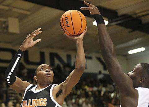 Photo submitted by Dan Giles - Hart County’s Shone Webb puts up a shot Saturday against Elbert County in Elberton. 