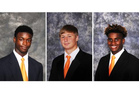 Malachi Thomas, left, Cane Berrong, middle, Kaimon Rucker, right.