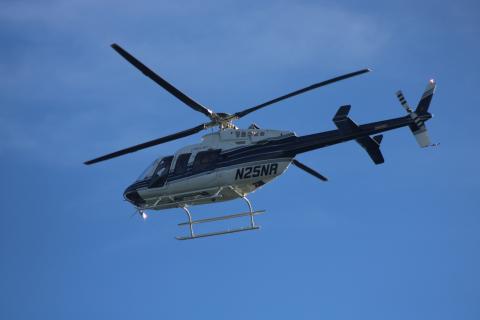 A Georgia Department of Natural Resources helicopter flies above Lake Hartwell Thursday morning in search of a missing 69-year-old Illinois man who rented a boat from Hartwell Marina Wednesday that was later found unoccupied. 