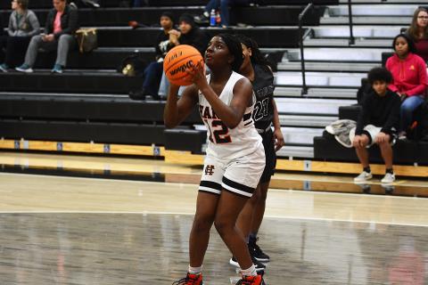 Sunshot by Grayson Williams - Hart County’s Shakendra Grove puts up a shot against East Jackson on Jan. 21. She finished with 35 points in the game