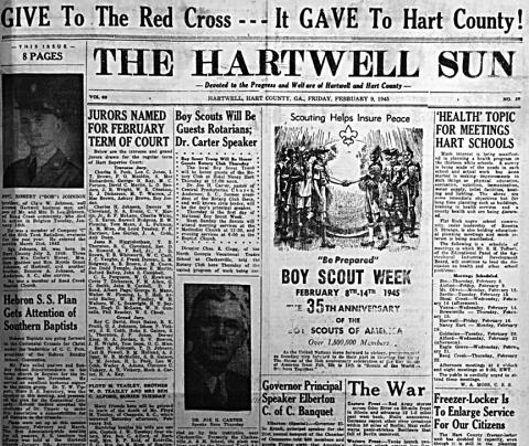 The Hartwell Sun from 1945