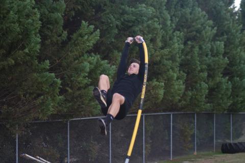 Sunshot by Grayson Williams - AJ Johnson pole vaults at Hart County High School track practice last week. 