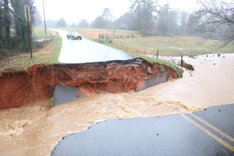Sunshot by Grayson Williams - A flash flood created a temporary raging river and washed out Deer Run Lane on Thursday, Feb. 6, when torrential downpours caused flooding around Hart County. 
