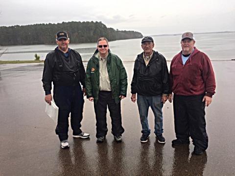 Pictured are the winners from left to right:  Jason Sanders, first place, 12.32 lb.; Dennis Royal, second place, 10.69lb.; Max Milford, third place, 10.67lb.; and Larry Brown, fourth place, 10.36lb. 