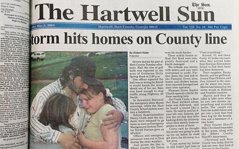 The front page of The Hartwell Sun from May 8, 2003