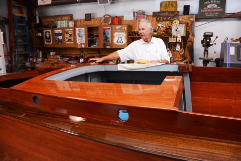 Sunshots by Michael Hall — Al Olsen talks about work he has put into a 1929 Chris Craft Triple he is restoring. 