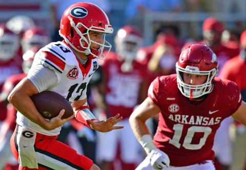 Photo submitted Stetson Bennett IV runs with the football against Arkansas on Sept. 26.