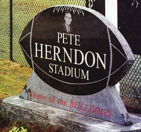 This photo printed on Sept. 4, 2002, in The Sun shows the sign marking the newly dedicated Herndon Stadium.
