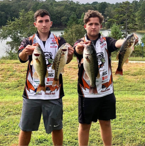 Photos submitted Dawson Carden, left, and Griffin Milford, right, show off their catches following an intra-club tournament on Lake Hartwell. 