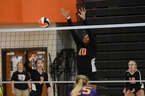 Sunshot by Grayson Williams Taniyah Alexander goes for a block against Athens Christian Sept. 17 at Hart County High School.