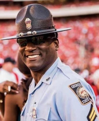 Photo submitted O’Neal Saddler is pictured on the field during a security detail at a University of Georgia football game. 