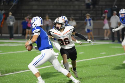 Sunshots by Grayson Williams - Hart County’s Levi Lystiuk tries to corral the Oconee County quarterback in the Bulldogs’ loss in Watkinsville on Oct. 23.