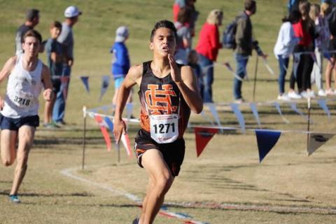 Photo submitted - Hart County’s Diego Martinez sprints to the finish in the last leg of the state cross country championship race on Saturday, Nov. 7 at Carrollton High School where he recorded the highest state placement in Hart County history.