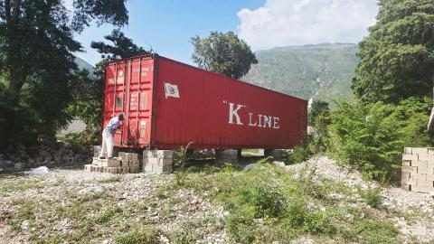 Photo submitted - The first container of medical supplies shipped to Haiti by local ministry Love Him Love Them is shown in Haiti.