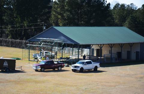 Sunshot by Michael Hall The pavilion at the Bell Family YMCA in Hartwell is shown as a new layer of paint and other repairs were made last week. 