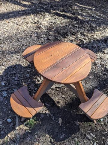 Photo submitted A picnic table for children that was donated to the Hart County Botanical Garden by the Hartwell Rotary Club was stolen recently, garden leaders say. 