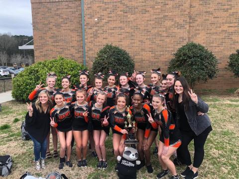 Pictured is the Hart County Competition Cheer team with the region runner-up trophy.