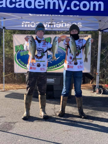 Max Heaton and Tallis Morrison, below left, individually captured second place in the tournament with five fish totalling 11.7-lbs. 
