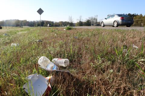 Sunshot by Grayson Williams - Litter on the side of state route 77 is shown. Officials are hopeful prison work crews will return soon to help clean up sides of roadways for the first time in more than a year.